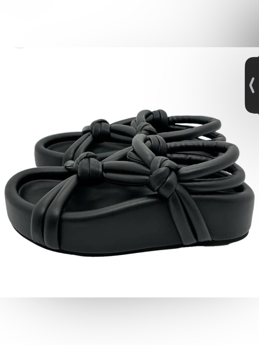 MM6 Maison Martin Margiela Black Knotted Leather Platform Sandals